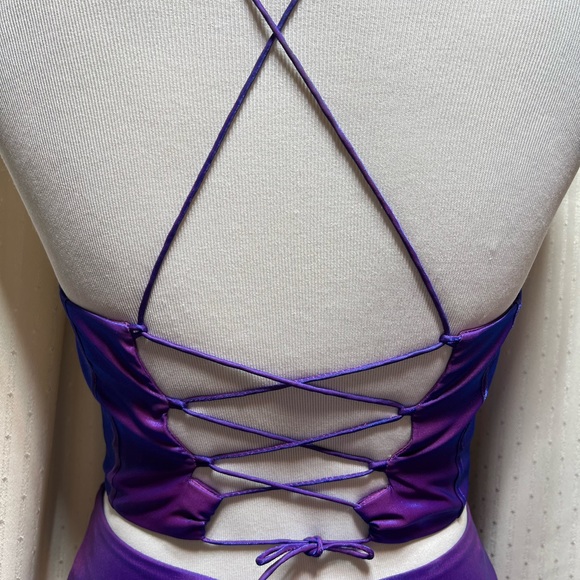 Purple and Blue Color Shift Two- Piece Le Gala Prom Dress - Picture 4 of 6